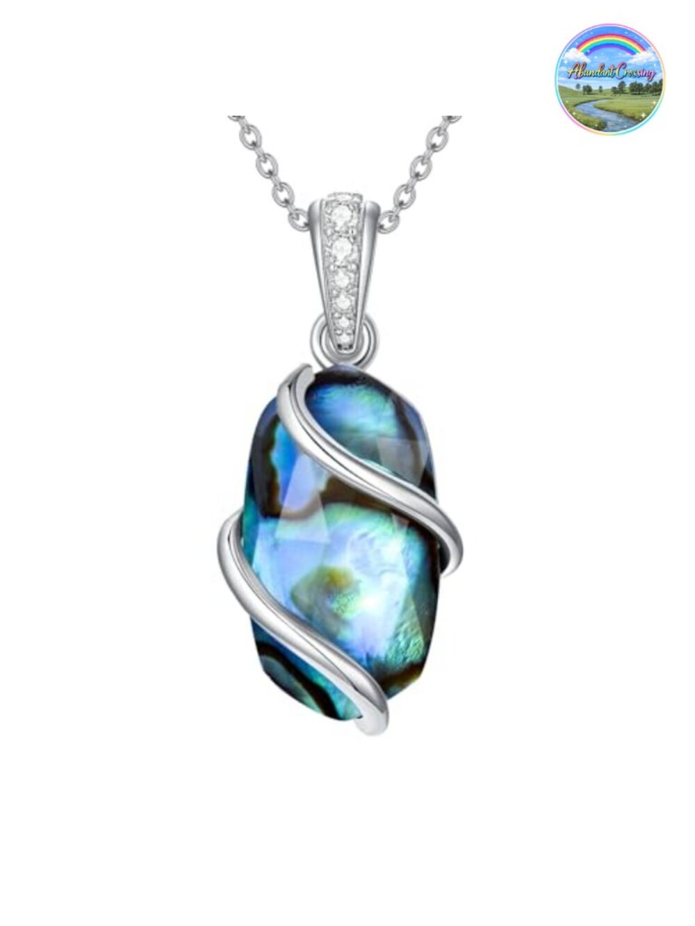 Sterling Silver Abalone Pendant Necklace Dainty Gemstone Jewelry for Women